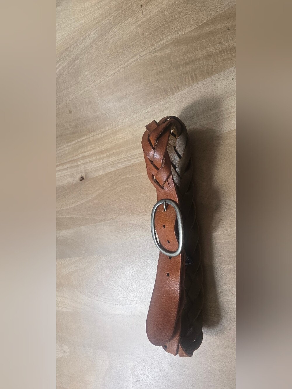 American Eagle Brown Leather Braided Belt Womens Size S Wide Chunky